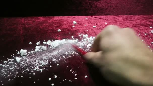 Dry ice from a fire extinguisher. smoke and steam from dry ice. the shuffling of dry ice ballpoint red pen. — Stock Video