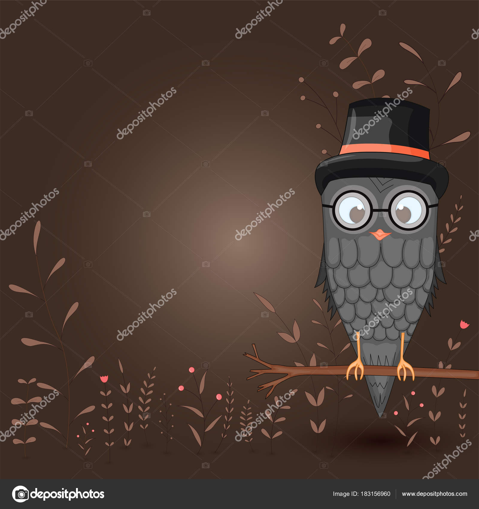 Modèle De Texte Avec Chouette Oiseau Dessin Animé Dans La