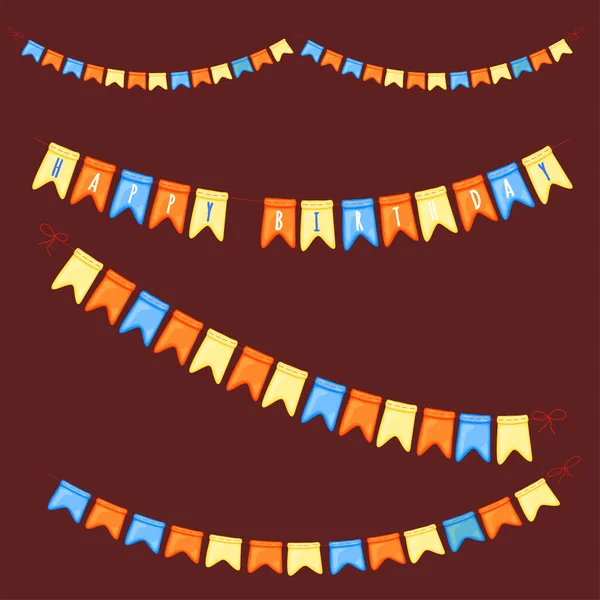 Festive background with garlands of flags. Cartoon style. Vector. — 스톡 벡터