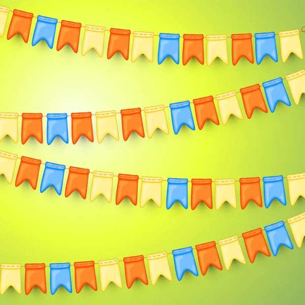 Festive background with garlands of flags. Cartoon style. Vector. — 스톡 벡터
