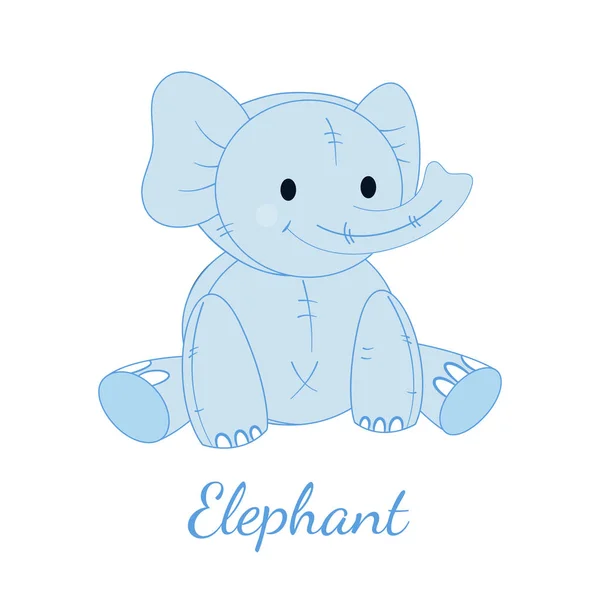 Ilustración de un lindo elefante azul. Juguete para niños — Vector de stock