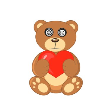 Beyaz bir arka planda kalbi olan bir ayı.