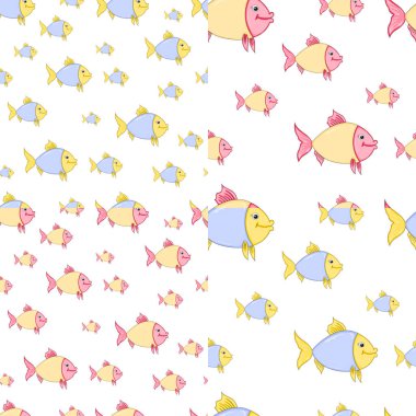 Çizgi film balığı deseni. Çocuklar için duvar kağıtları