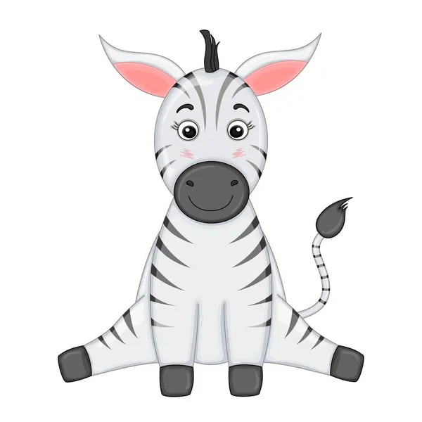 Gestreiftes Zebra sitzt Beine auseinander und lächelt — Stockvektor