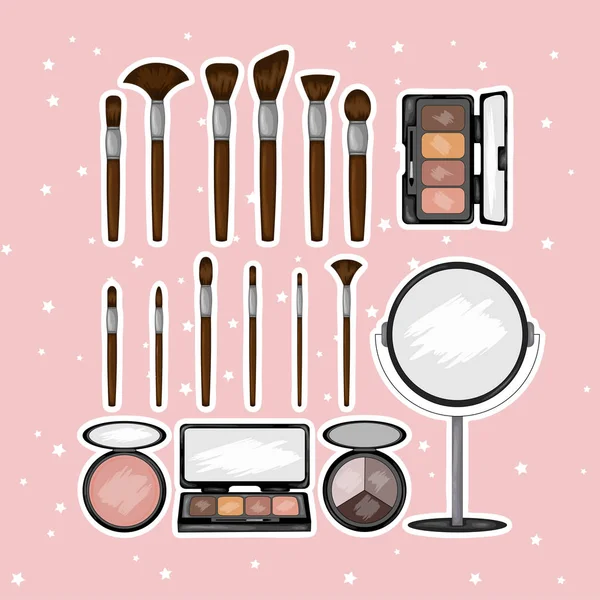 Conjunto de productos cosméticos. Estilo de dibujos animados. Ilustración vectorial . — Vector de stock