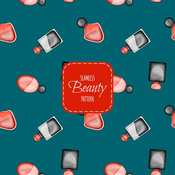 Beauty seamless pattern with perfume. Cartoon style. Vector illustration. — Stock Vector