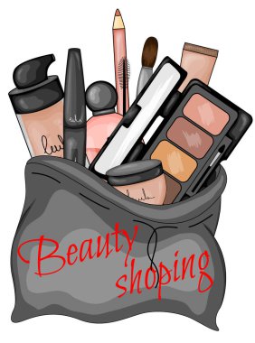 Yüzün için kozmetik seti. Çizgi film tarzı. Vektör illüstrasyonu.