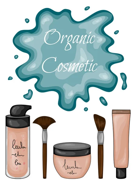 Set of cosmetics for visage. Cartoon style. Vector illustration. — Stock Vector