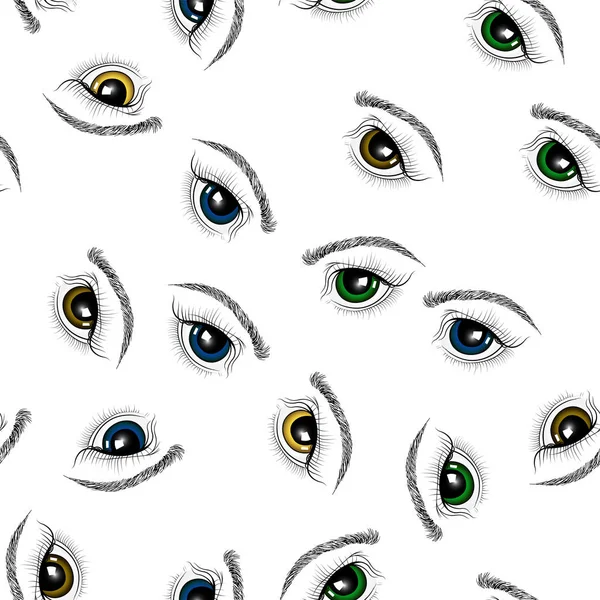 A pattern from a drawn eye. Wallpaper, sketch eyes — Stock Vector