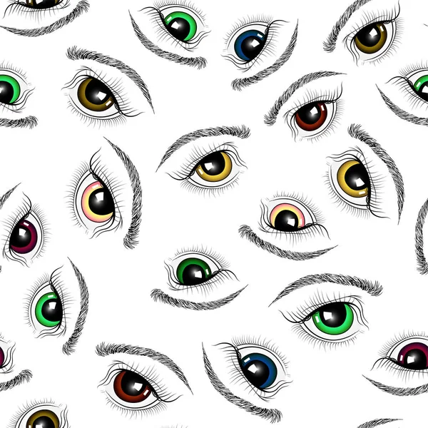 A pattern from a drawn eye. Wallpaper, sketch eyes — Stock Vector