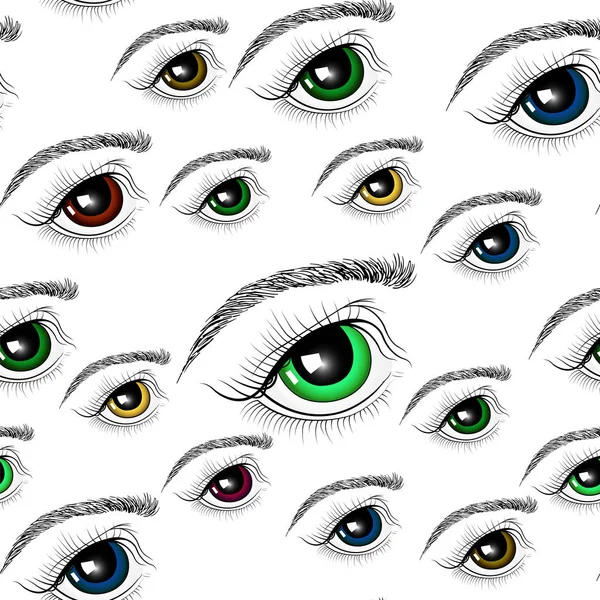 Um padrão de um olho desenhado. Papel de parede, olhos esboço — Vetor de Stock