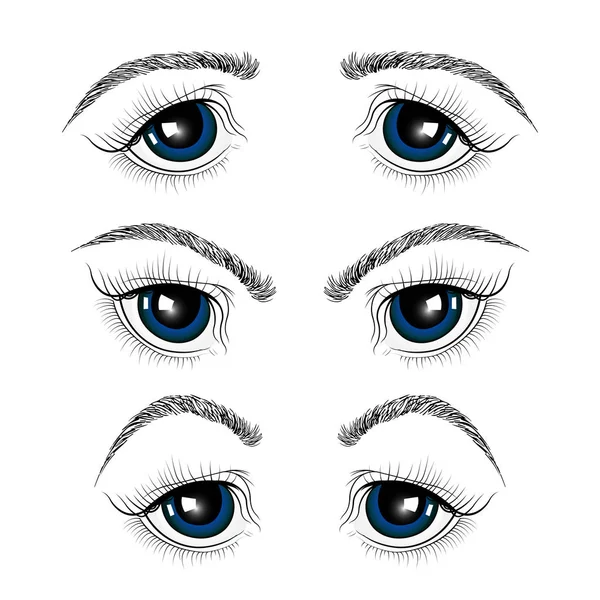 Illustration mit Frauenaugen, Wimpern und Augenbrauen. Make-up Look — Stockvektor