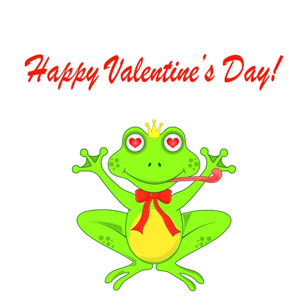 Postal el día de San Valentín con ranas aisladas — Vector de stock