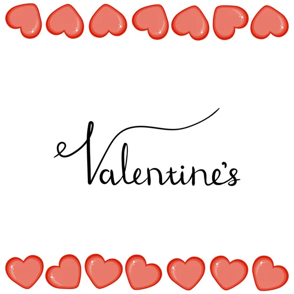Valentine's Day template with hearts. Cartoon style. Vector illustration. — ストックベクタ