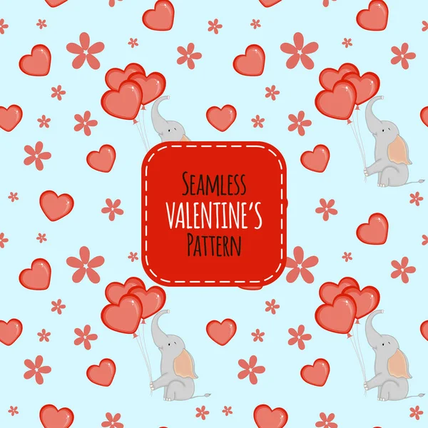 Valentine's Day seamless pattern. Cartoon style. Vector illustration. — 스톡 벡터