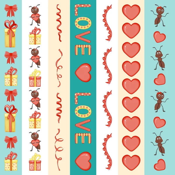 Ensemble de cassettes de la Saint-Valentin. Cartoon style. Illustration vectorielle . — Image vectorielle