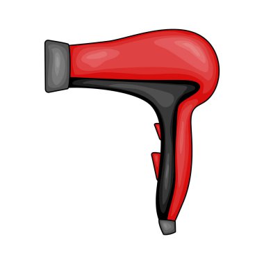 Saç kurutma makineli güzellik çizimi. Çizgi film tarzı. Vektör.