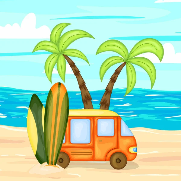 A collection of summer items. Cartoon style. Vector illustration. — Stock Vector