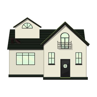 İnşaat ve tasarım için beyaz arka planda bir dizi ev. Çizgi film tarzı. Vektör illüstrasyonu.