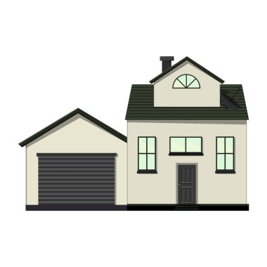 İnşaat ve tasarım için beyaz arka planda bir dizi ev. Çizgi film tarzı. Vektör illüstrasyonu.