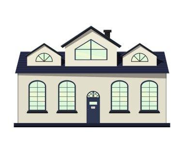 İnşaat ve tasarım için beyaz arka planda bir dizi ev. Çizgi film tarzı. Vektör illüstrasyonu.