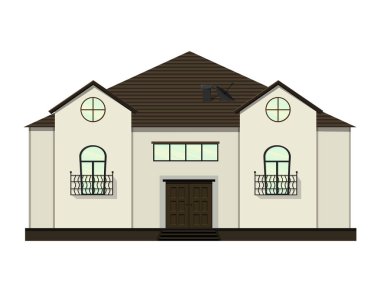 İnşaat ve tasarım için beyaz arka planda bir dizi ev. Çizgi film tarzı. Vektör illüstrasyonu.