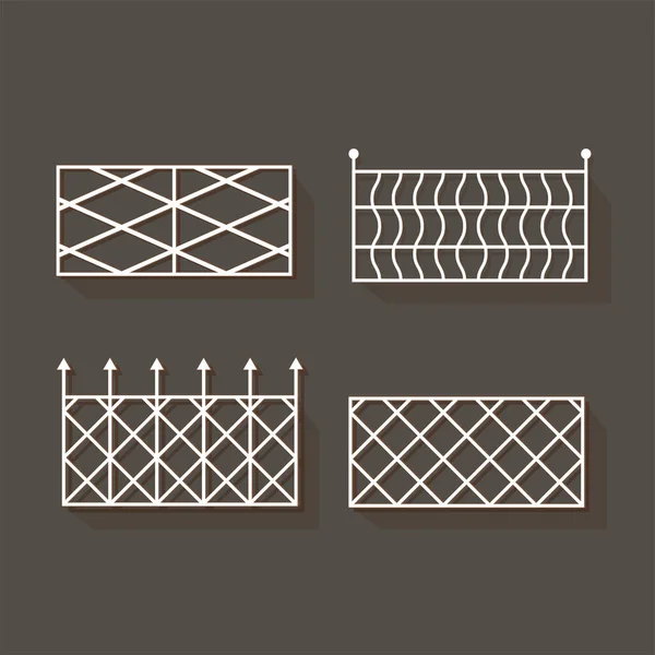 Clôture en métal faite de tiges sur un fond blanc pour la construction et le design. Cartoon style. Illustration vectorielle. — Image vectorielle