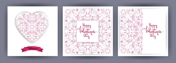 Conjunto de tarjetas del Día de San Valentín. Estilo de dibujos animados. Ilustración vectorial . — Vector de stock