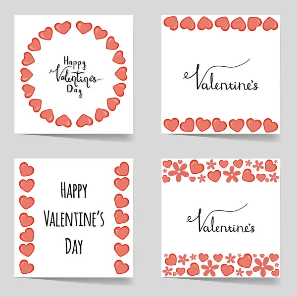 Valentine's Day set of templates. Cartoon style. Vector illustration. — 스톡 벡터
