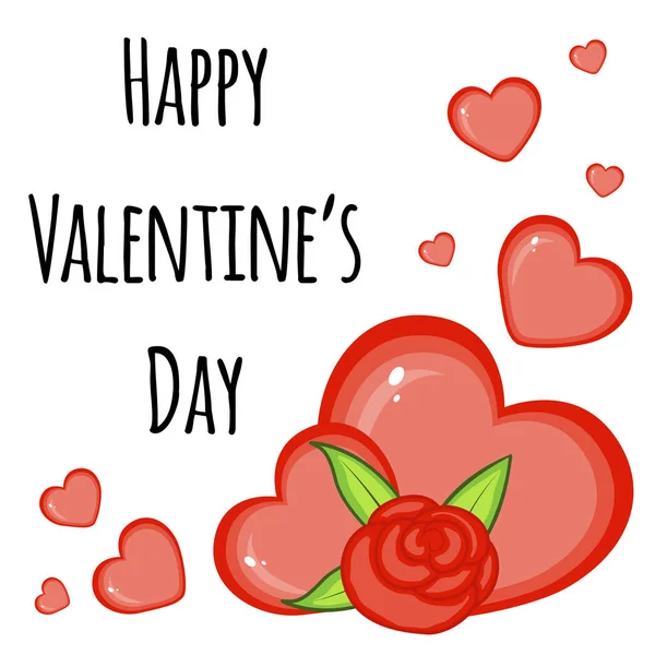 Valentijnsdag template met harten. Cartoon stijl. Vectorillustratie. — Stockvector