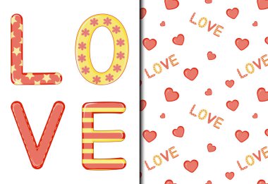 Sevgililer Günü şablonu ve kartpostalları. Çizgi film tarzı. Vektör illüstrasyonu.