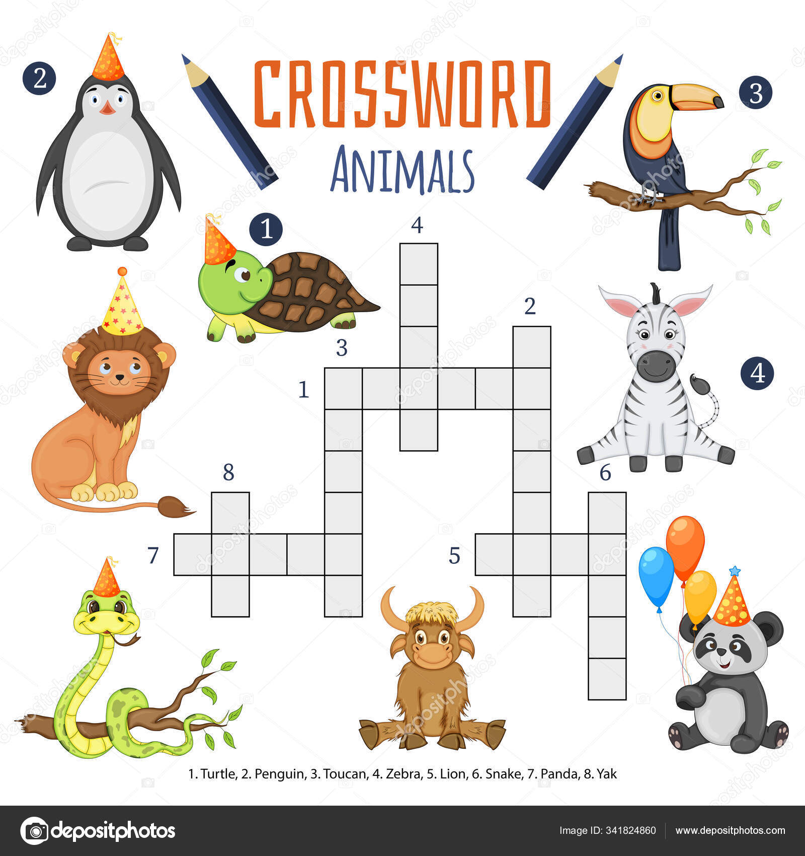 Vector color crossword, education game for children about animals Stock  Vector Image by © #341824860