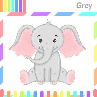 Renkler üzerine çalışmak için çocuk kartları. Çizgi film tarzı. Vektör illüstrasyonu.