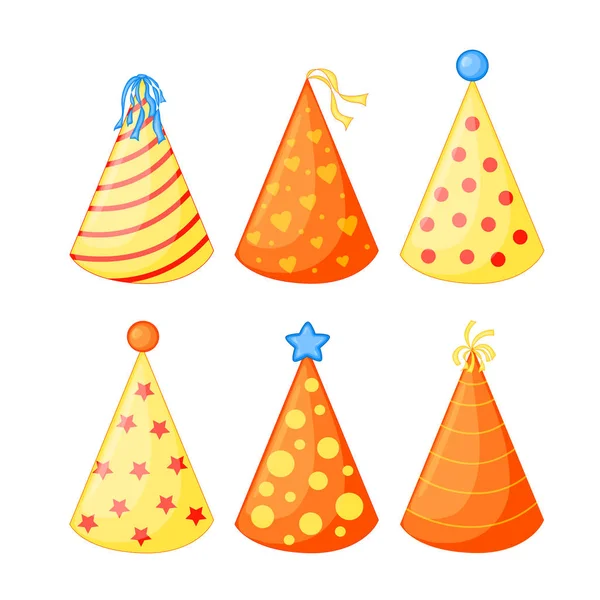 Birthday hats set. Isolated. Vector illustration. - Vector — Διανυσματικό Αρχείο