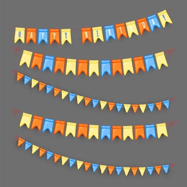 Festive background with garlands of flags. Cartoon style. Vector. — ストックベクタ
