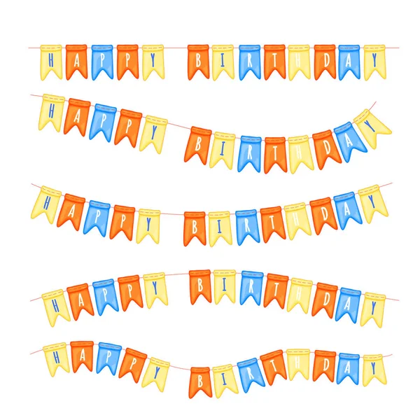 Festive background with garlands of flags. Cartoon style. Vector. — ストックベクタ