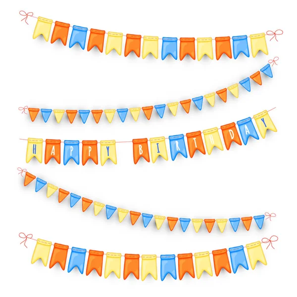 Festive background with garlands of flags. Cartoon style. Vector. — 스톡 벡터