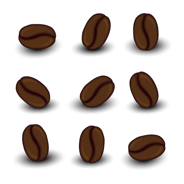 Set con chicchi di caffè. Stile cartone animato. Illustrazione vettoriale. — Vettoriale Stock