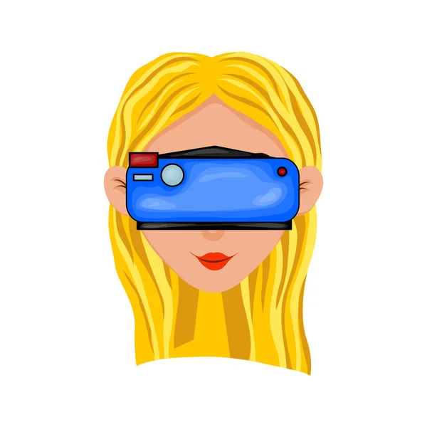 Muchacha en la realidad virtual. Cartoon estilo. Ilustración de vectores. — Archivo Imágenes Vectoriales