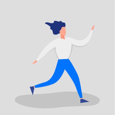 Kadın ve erkek kollarını açmış beyaz bir arka planda izole bir şekilde dikiliyorlar. Güzel düz stil. Vektör illüstrasyonu.