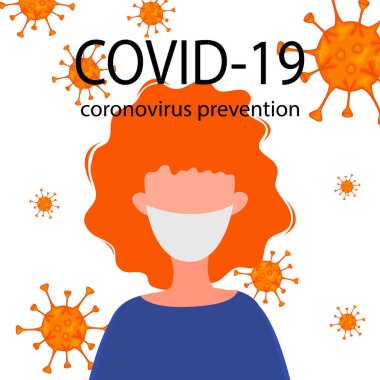 Beyaz bir arka planda izole edilmiş maskeli erkek ve kadın portreleri. Coronavirus 2019-nCoV salgını. Salgın hastalık konsepti. Vektör düz resimleme.