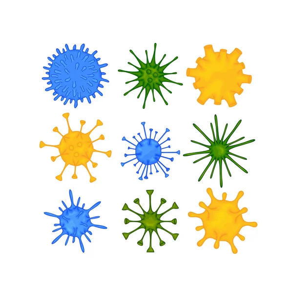 Conjunto Moléculas Varios Virus Aislados Sobre Fondo Blanco Brote Coronavirus — Vector de stock