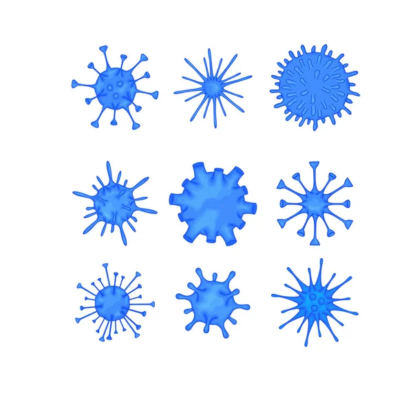 Conjunto Moléculas Varios Virus Aislados Sobre Fondo Blanco Brote Coronavirus — Vector de stock