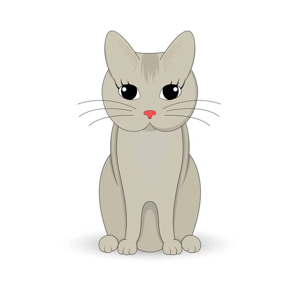 Chat Gris Assis Mascotte De Dessin Anime Illustration Isolee Sur Fond Blanc Resume Souriez Stock Photo