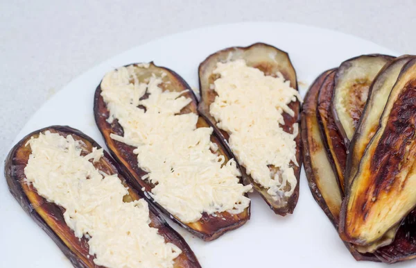 Berinjela Receita Passo Passo Para Rolos Com Alho Queijo Maionese — Fotografia de Stock