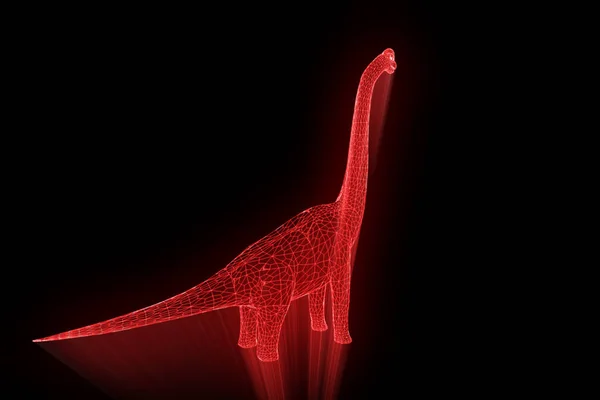 Динозавр Brachiosaurus в стиле голограммы Wireframe. Nice 3D Rendering — стоковое фото