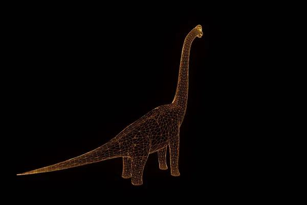 Dinoszaurusz Brachiosaurus Hologram drótváz stílusban. Szép 3D-s renderelés — Stock Fotó