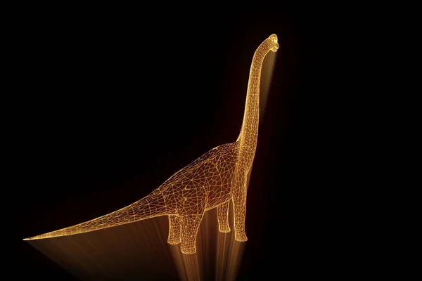 Dinoszaurusz Brachiosaurus Hologram drótváz stílusban. Szép 3D-s renderelés — Stock Fotó