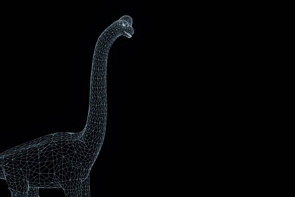 Dinosauro Brachiosauro in stile ologramma Wireframe. Rendering 3D piacevole — Foto Stock