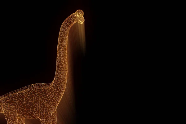 Dinosaur Brachiosaurus in Hologram Wireframe Style (en inglés). Niza 3D Rendering — Foto de Stock